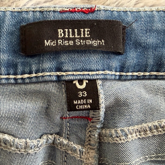 True Religion Billie Flap Pocket Light Wash Mid-Rise Straight 33 Blue Jeans - Picture 2 of 8